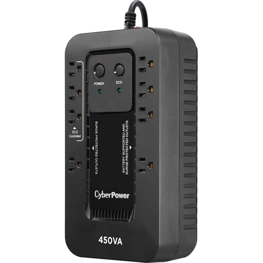 CyberPower EC450G 4+4 Outlets ECO Compact UPS System 450VA 260W 5FT Cord BLACK