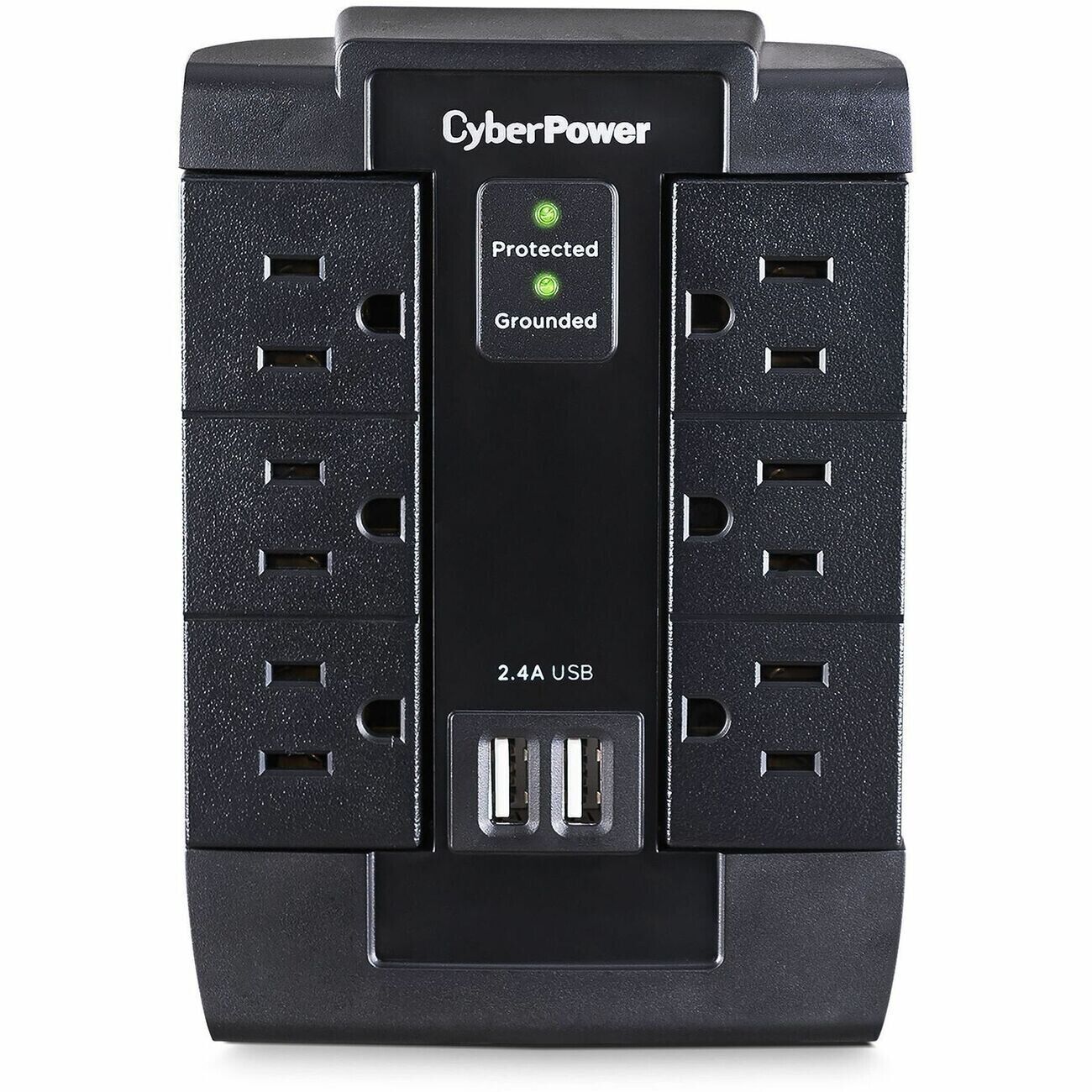 CyberPower CSP600WSU 6 Outlet Pro Surge Protection w 2 USB 1200J Wall Plug BLACK