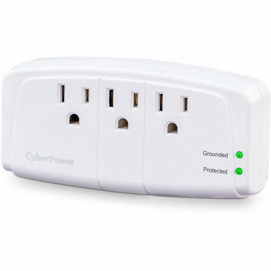 CyberPower CSB300W Essential 3 Outlet Surge Protection 800V Wall EMI RFI 900J