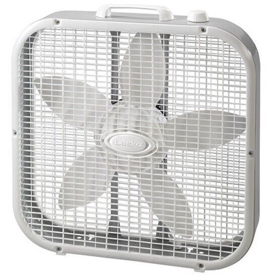Lasko 3733 20" Square Box Weather Fan 3 Speed High Air Movement Portable GRAY