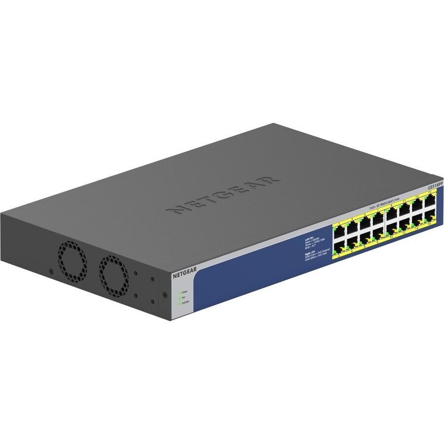 Netgear GS516PP-100NAS 16 Port Gigabit High Power PoE+ Unmanaged Switch 260W