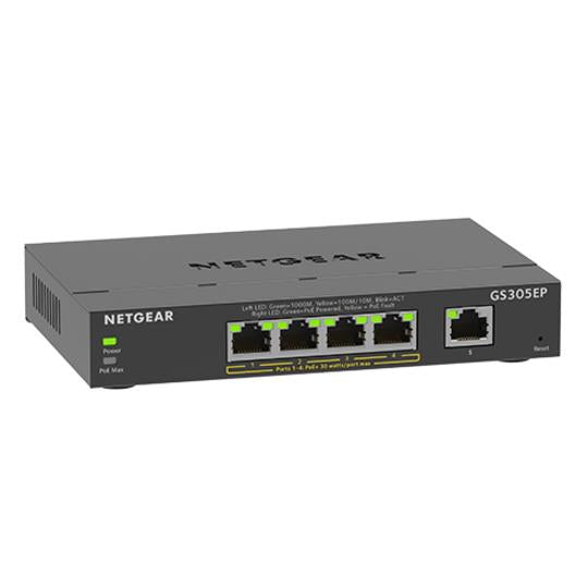 Netgear GS305EP-100NAS 5 Gigabit Ethernet Port Smart Managed Plus 4xPoE+ Switch