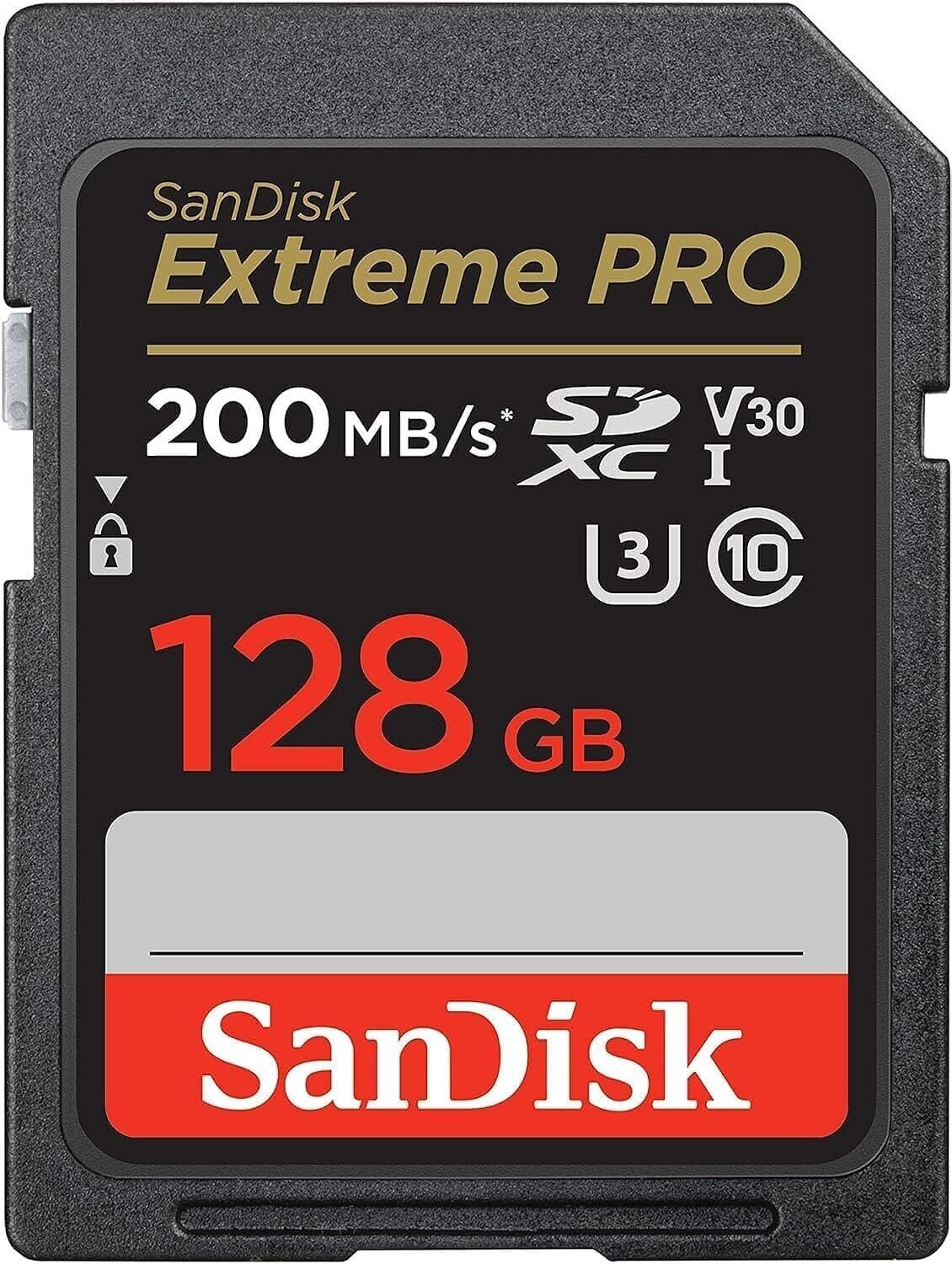 SanDisk SDSDXXD-128G-ANCIN Extreme PRO 128GB SD Class 3 USH-I U3 V30 SDXC 200mb