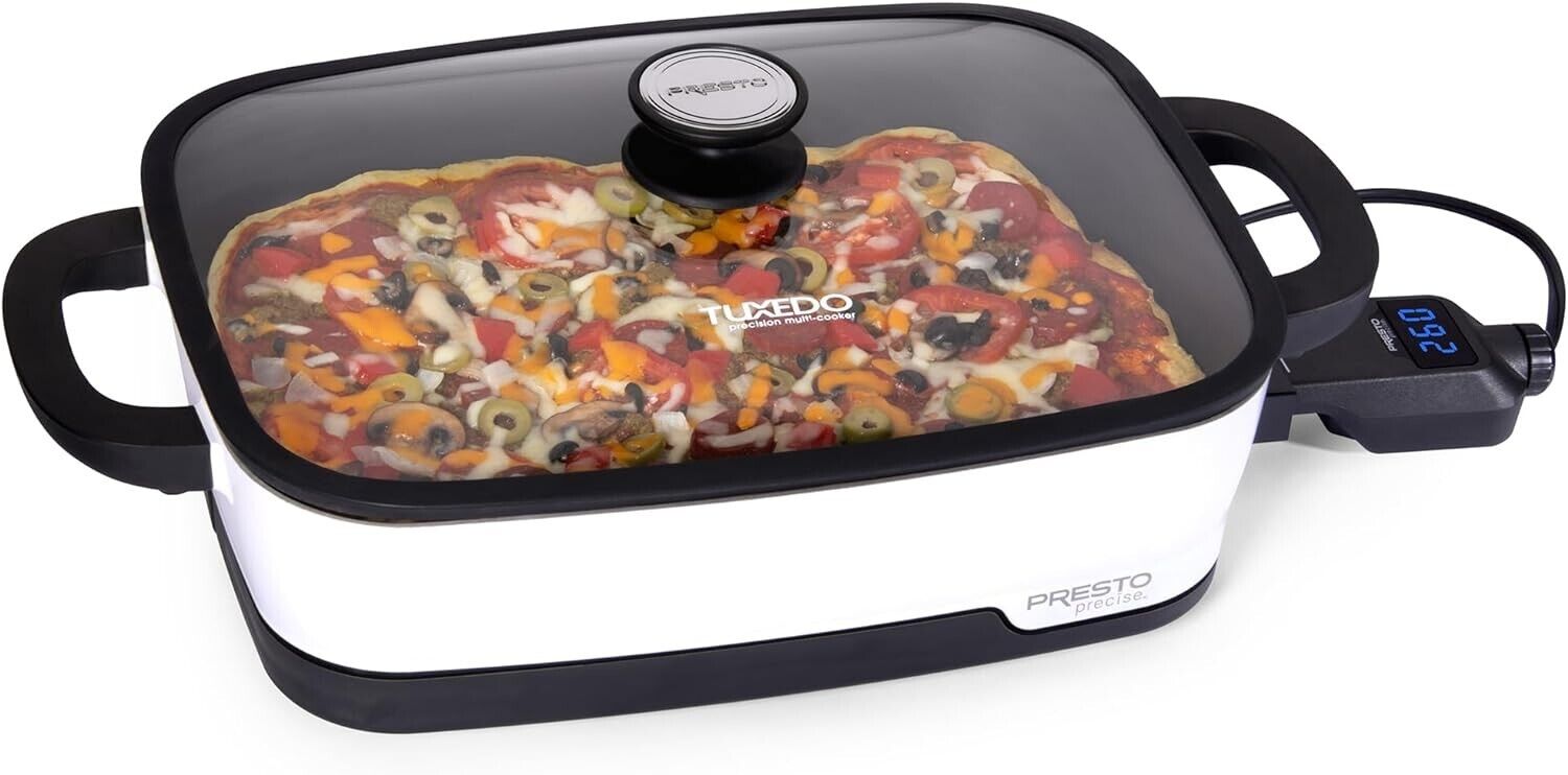 Presto 06854 Precise 16-Inch Tuxedo Digital Electric Skillet Multi-Cooker 400?F