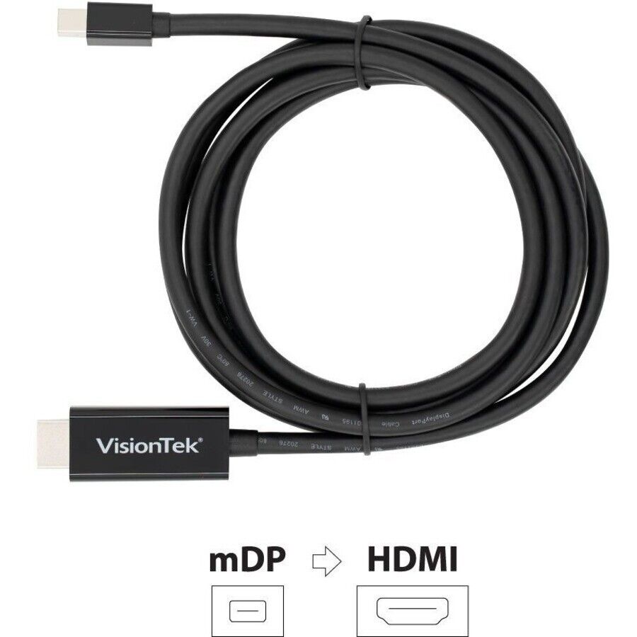 Visiontek 901215 6.6FT Mini-DisplayPort mDP to HDMI M/M 4K Active Video Cable