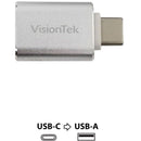 Visiontek 901223 USB-C Male to USB-A Female Small Block Adapter Plug N Play