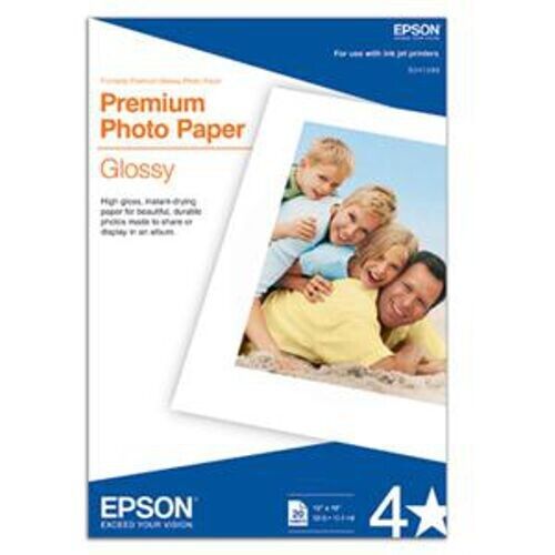 Epson S041289 13"x19" Super B Photo Paer High Gloss 92 Brightness White 20/Pk