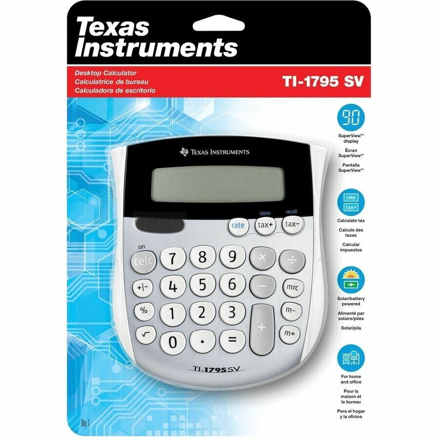 Texas Instruments 1795SV/TBL/3L1 TI-1795 SV Simple Calculator Dual Power LCD