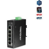 TRENDnet TI-G50 5 Port Hardened Industrial DIN Rail Gigabit Switch Metal Case