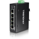 TRENDnet TI-G50 5 Port Hardened Industrial DIN Rail Gigabit Switch Metal Case