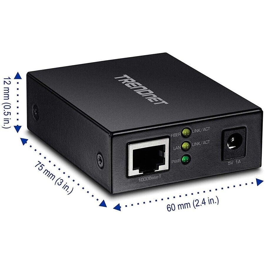 TRENDnet TFC-GSFP Gigabit Ethernet to SFP Fiber Media Converter 4G Switching Cap
