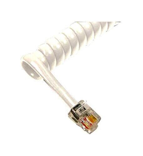 Cablesys ICC-ICHC406FWH 6' WHITE Telephone Handset RJ9 Curly Cord FWH