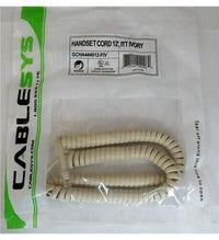 Cablesys 1200IV 12' IVORY Telephone Handset RJ9 Curly Cord GCHA444012-FIV