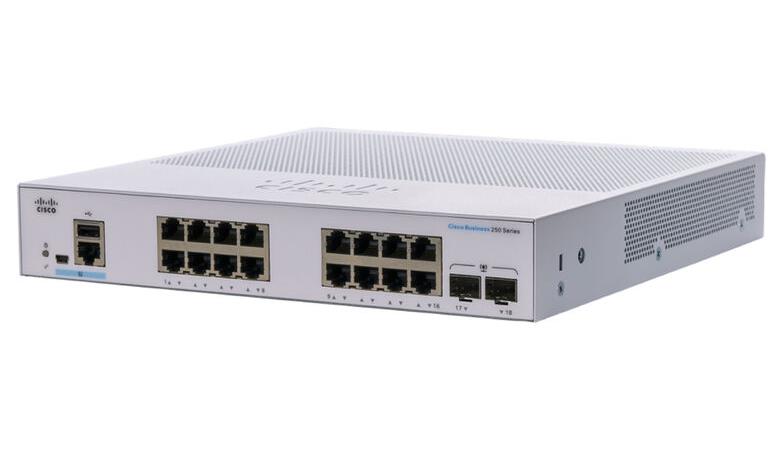 Cisco CBS250-16T-2G-NA 16 Ports Gigabit 2 SFP Rack Mount Managed Network Switch