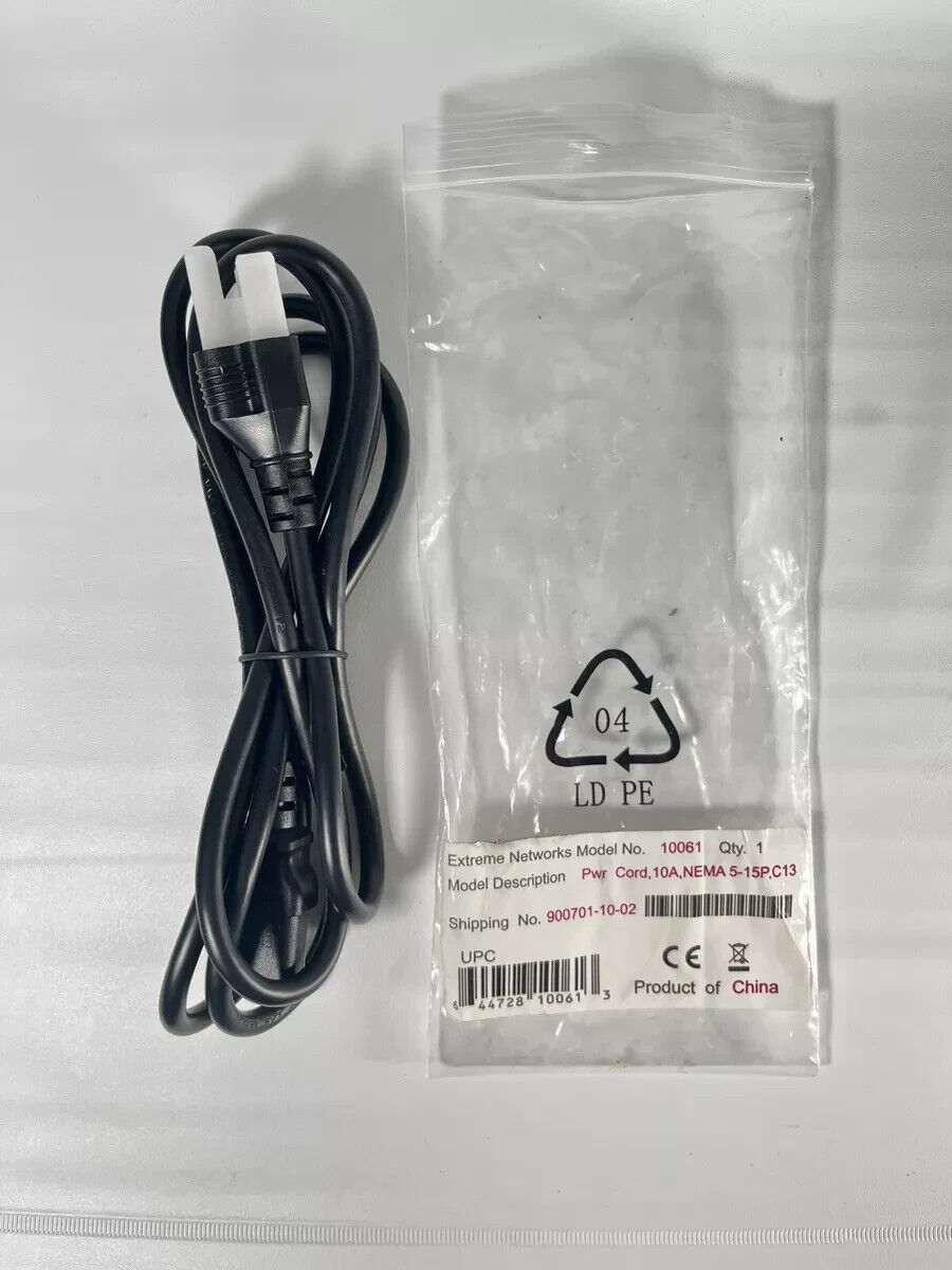 Extreme Networks 10061 Inc. Power Cord 10A NEMA 5-15P IEC320-C13