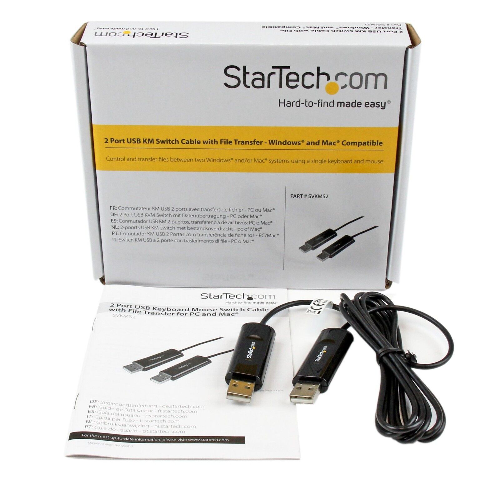 StarTech SVKMS2 KVM Switch USB Cable w File Transfer for MAC Windows TAA