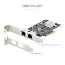 StarTech PR22GI-NETWORK-CARD 2-Port 2.5G Ethernet RJ45 PCIe x2 Network Card