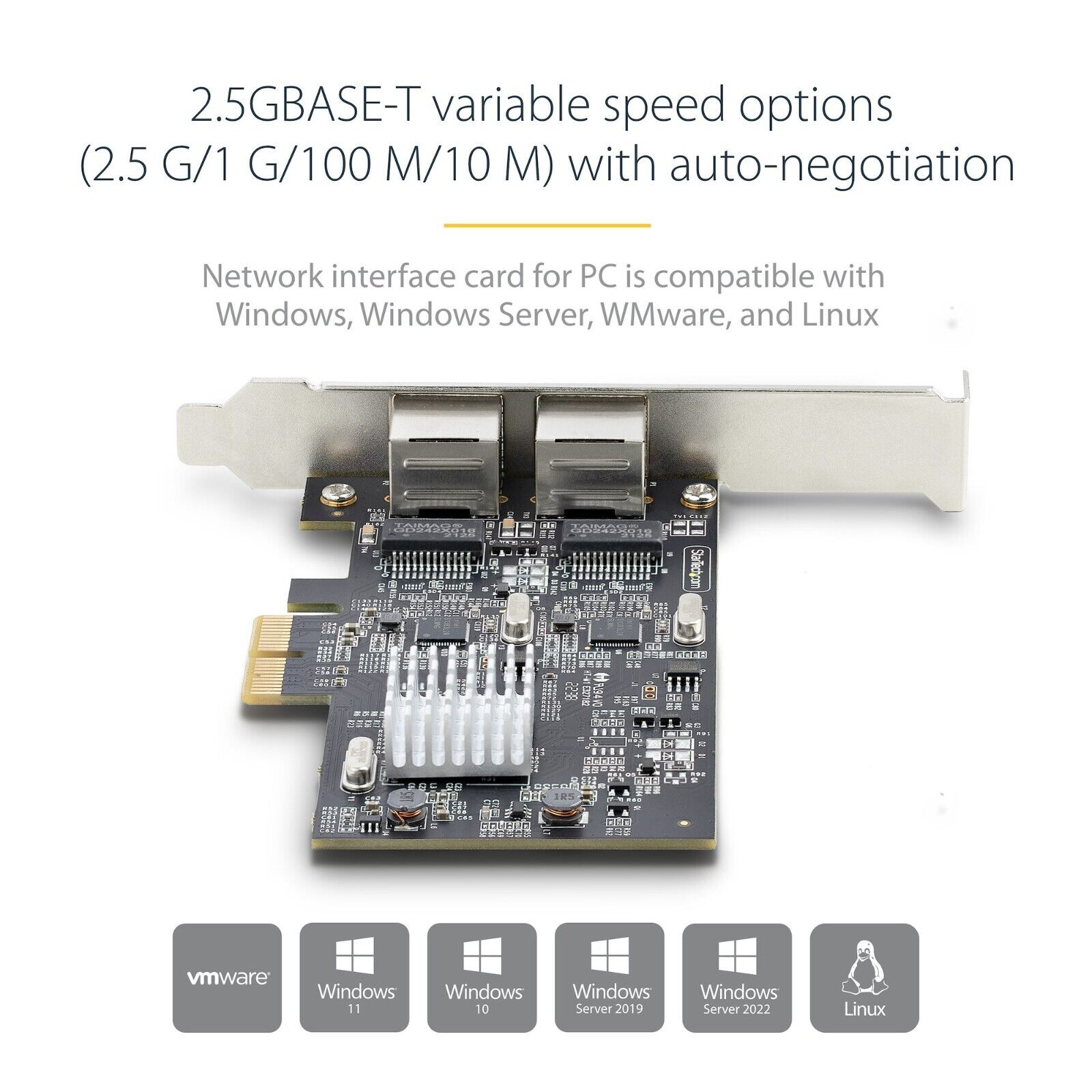 StarTech PR22GI-NETWORK-CARD 2-Port 2.5G Ethernet RJ45 PCIe x2 Network Card