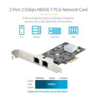 StarTech PR22GI-NETWORK-CARD 2-Port 2.5G Ethernet RJ45 PCIe x2 Network Card