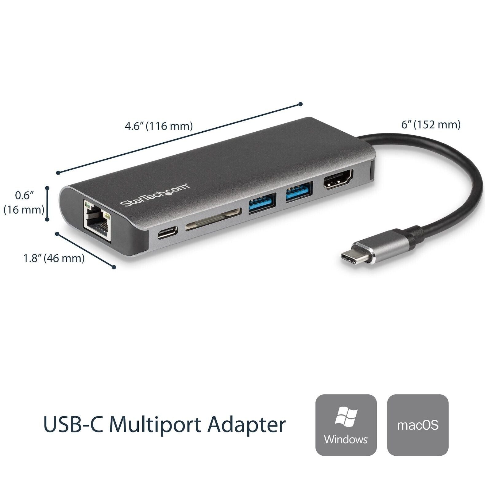 StarTech DKT30CSDHPD USB-C Multiport Adapter HDMI RJ45 SD/SDHC TB3 USB 60W PD