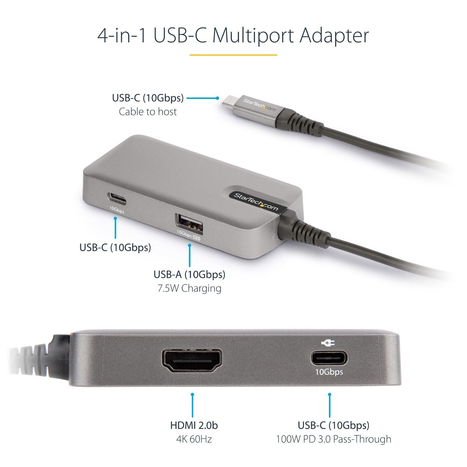 StarTech DKT31CHPD3 USB C Multiport Adapter HDMI USB-A/C 100W PD Mini Porta Dock