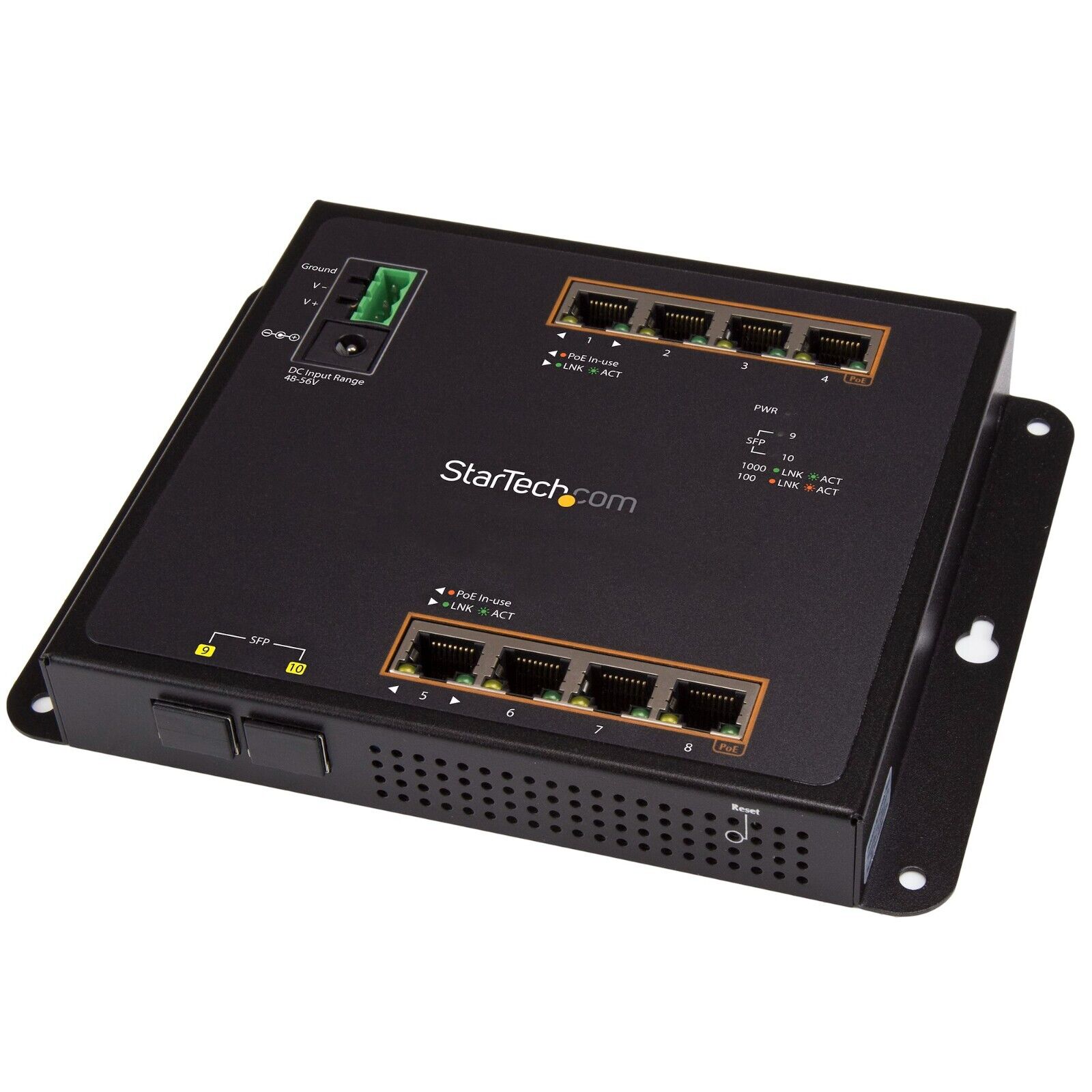 StarTech IES101GP2SFW 8 Port Industrial Gbe 30W PoE+ Ethernet Rugged Switch 2SFP