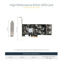 StarTech 8P6G-PCIE-SATA-CARD 8 Port SATA Low Pro PCIe x4 2 SF-8087 Mini-SAS to 8