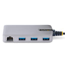 StarTech 5G3AGBB-USB-C-HUB 3-Port USB-C GbE RJ45 BusPowered w 12" Cable Gray