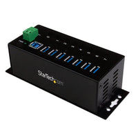 StarTech ST7300USBME 7 Port Industrial USB 3.0 Metal Hub w Term Blk ESD DIN Wall