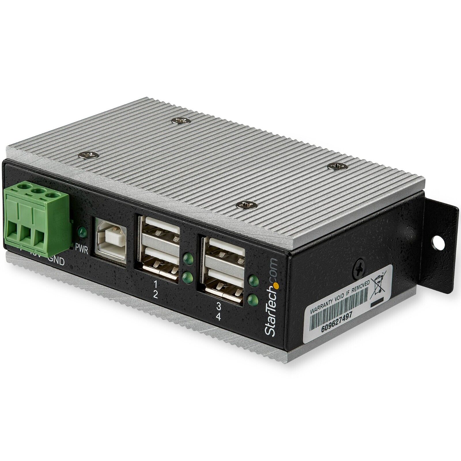 StarTech HB20A4AME 4 Port Industrial USB-A w ESD Surge Protect Din Rail Mount