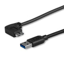 StarTech USB3AU2MLS 6Ft (2M) USB-A to Micro B Left Angle Cable Cord Black