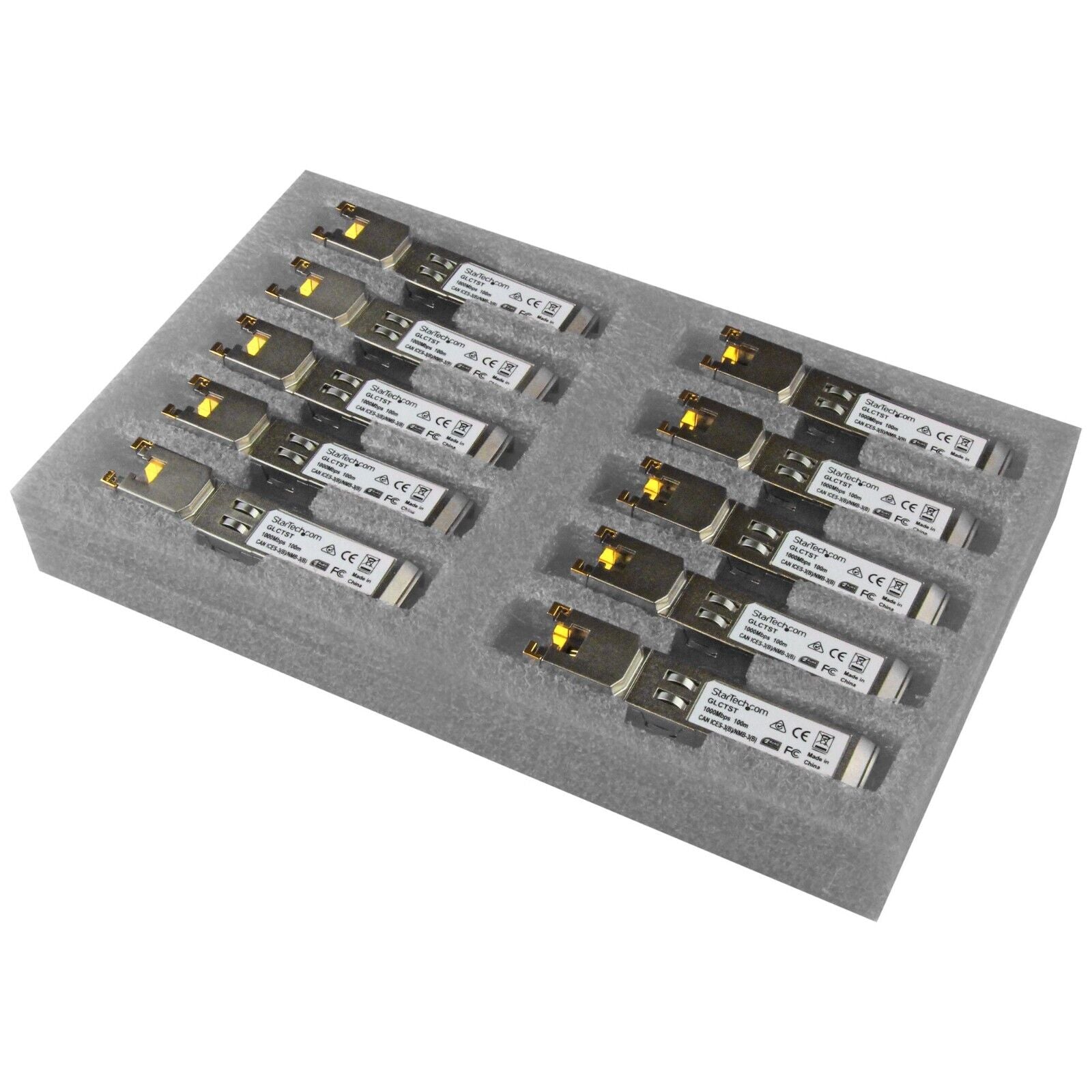 StarTech GLCT10PKST 10Pk GLC-T Cisco Compat SFP 1000Base-T to RJ45 Module 100m