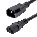 StarTech PXT100146 6Ft AC Heavy Duty Power Extension Cord C14 to C13 15A Black