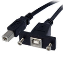 StarTech USBPNLBFBM3 3Ft USB B to USB-B F/M Panel Mount Cable Black