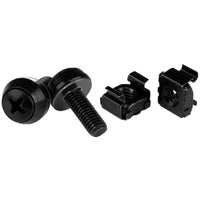 StarTech CABSCREWM6B 50Pk M6 Rack Mounting 12mm Screws and Cage Nuts Black
