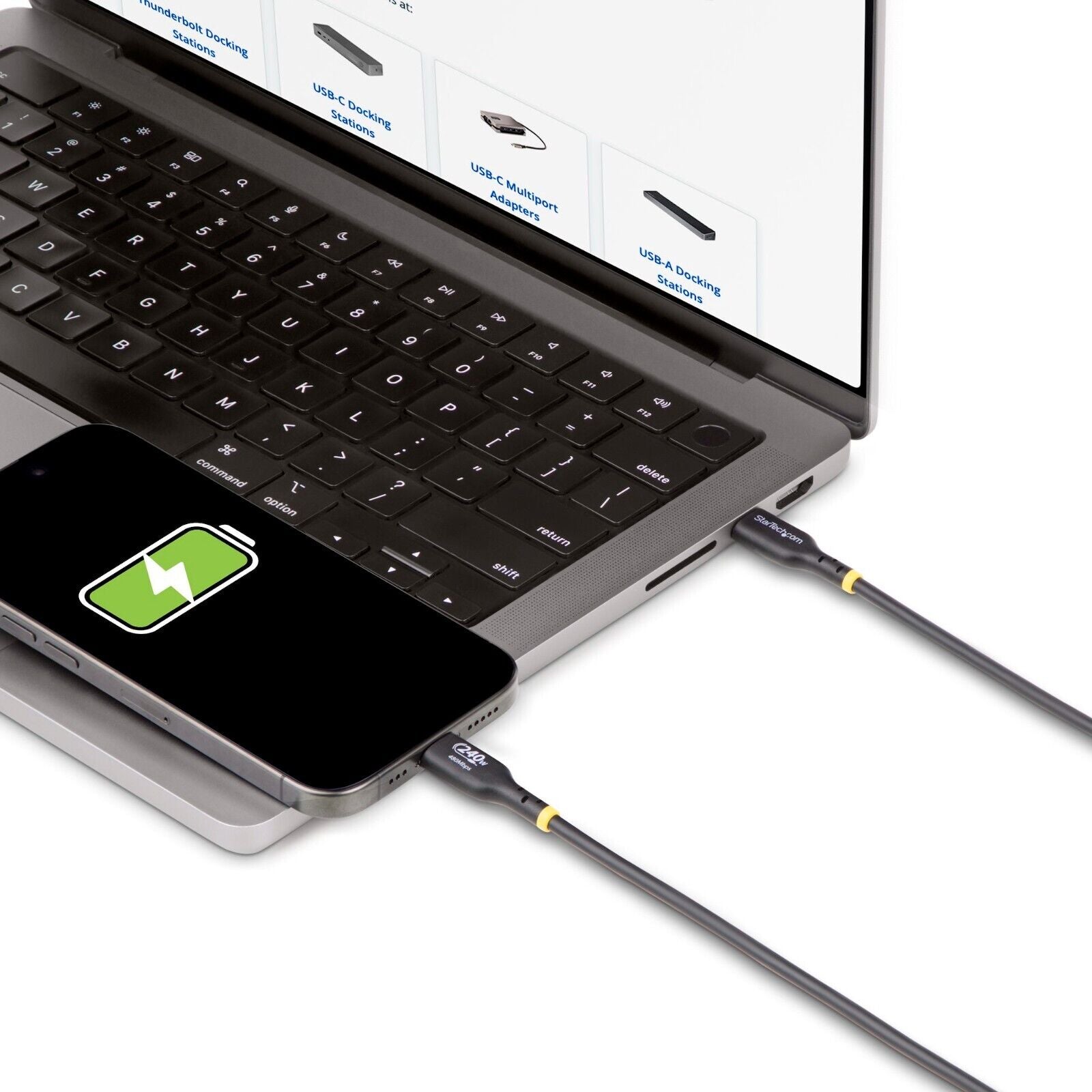 StarTech USB2EPR10F USB-C 10Ft USB-C IF-Cert TPE Data Charge Cable w 240W EPR PD