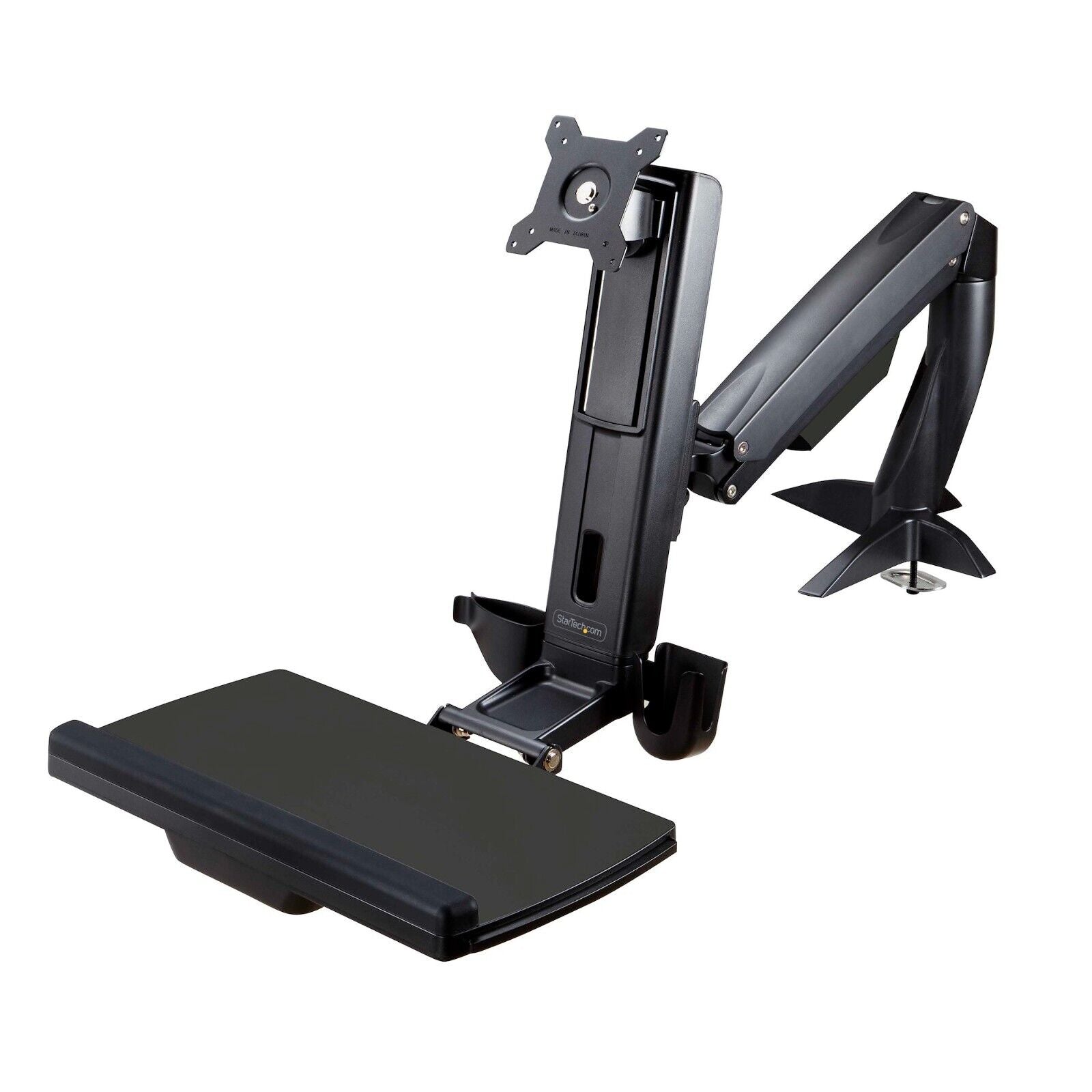 StarTech ARMSTSCP1 Sit Stand Monitor Adjt Arm Desk Clamp Mount VESA ERGO 27"