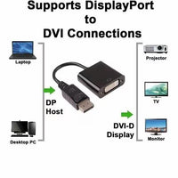 4XEM 4XDPDVID 8In DisplayPort DVI Adapter Dual Link 24 Plus 5 Pin Converter