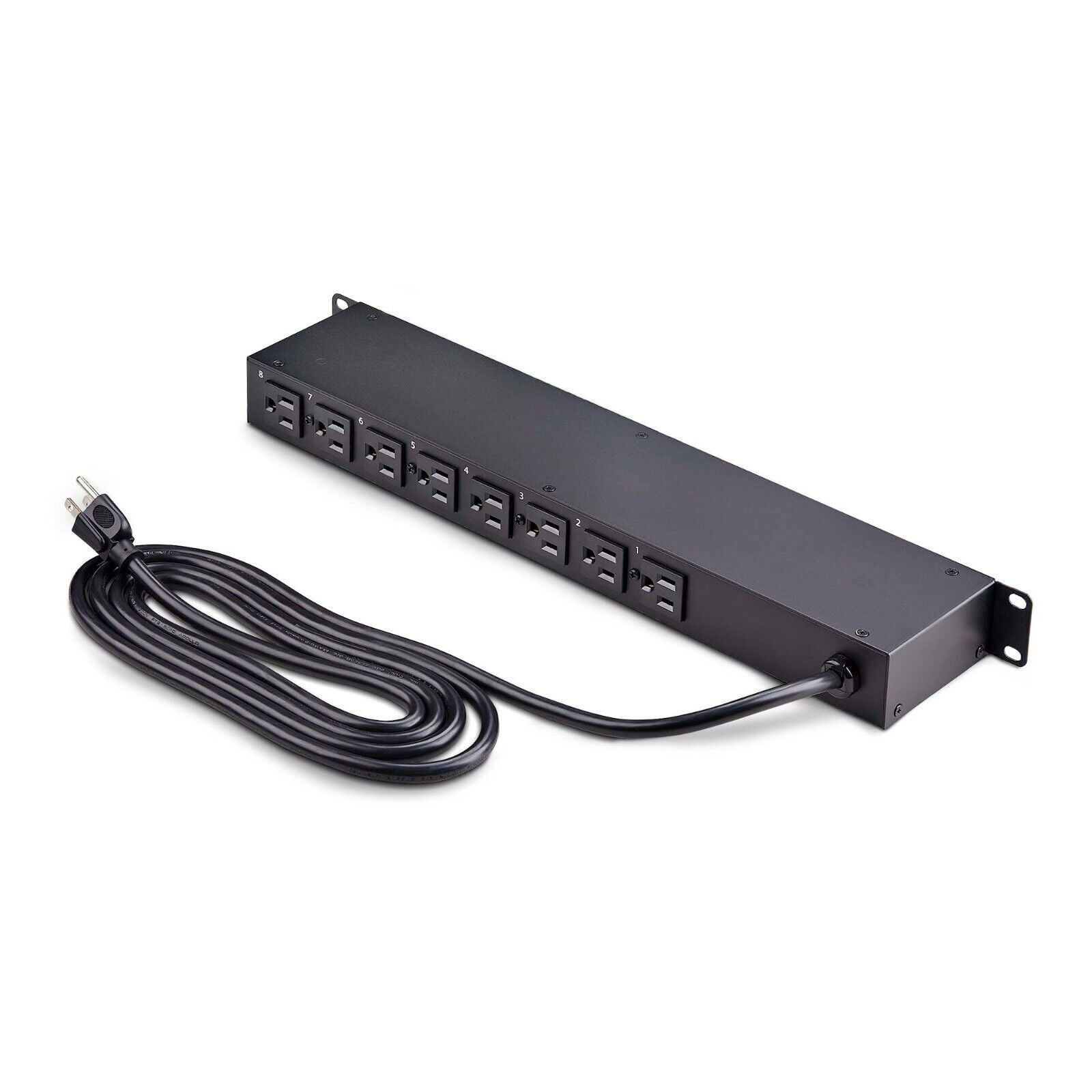 StarTech 8NS8-RACK-MOUNT-PDU 8-Outlet 1U Rack Mount PDU Power Stripe w Cover