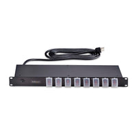 StarTech 8NS8-RACK-MOUNT-PDU 8-Outlet 1U Rack Mount PDU Power Stripe w Cover