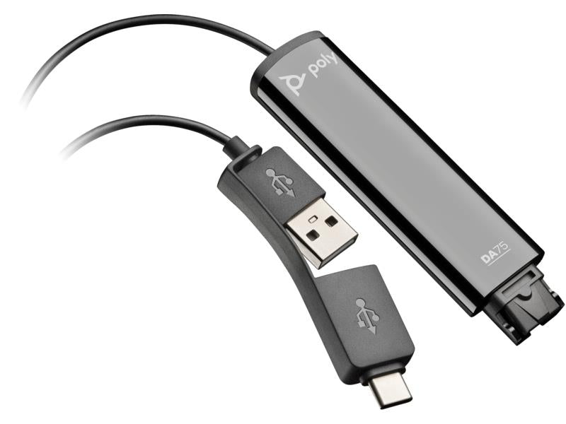 HP Poly 786C6AA DA75 USB to QD Black Adapter TAA - USB Type C Connectivity