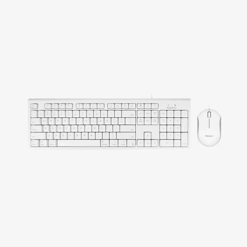 Macally QKEYCOMBO 104-Key Keyboard & Mouse USB Spill Proof 1000dpi for MAC White