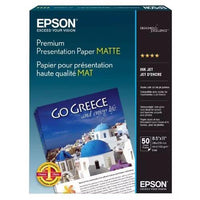 Epson S041260 50 Sheet 1.7"x16.5" A3 Matte Heavy Premium Presentation Paper Whte