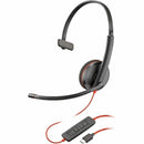 HP Poly 8X214A6 Blackwire 3210 Monaural USB-C Headset +USB-C/A Adapter (Bulk)