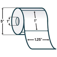 Zebra 10015784 6/Pk 2340/Roll 1.25"x1" 2000D Direct Thermal Adhesive Label White