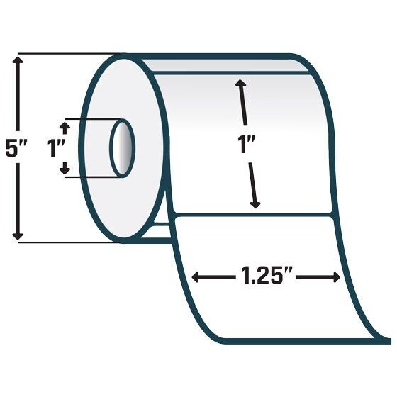 Zebra 10015784 6/Pk 2340/Roll 1.25"x1" 2000D Direct Thermal Adhesive Label White
