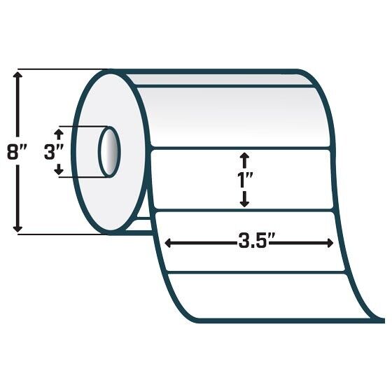 Zebra HC10000684 6/Pk 5760/Roll 3.5"x1" 4000D Direct Thermal for IV Bags White