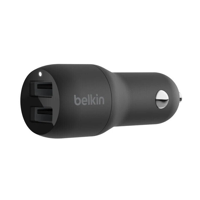 Belkin CCB001BTBK Dual USB-A BosstCharge Car Charger 24W 5V DC Black