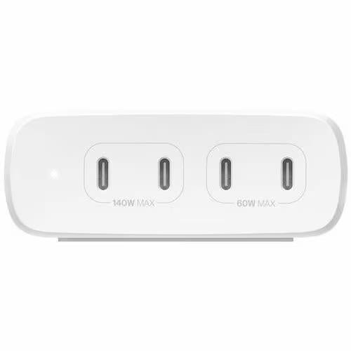 Belkin WCH015DQWH BoostCharge 200W 4 Port USB-C GaN Fast Charger 5Ft Cord White
