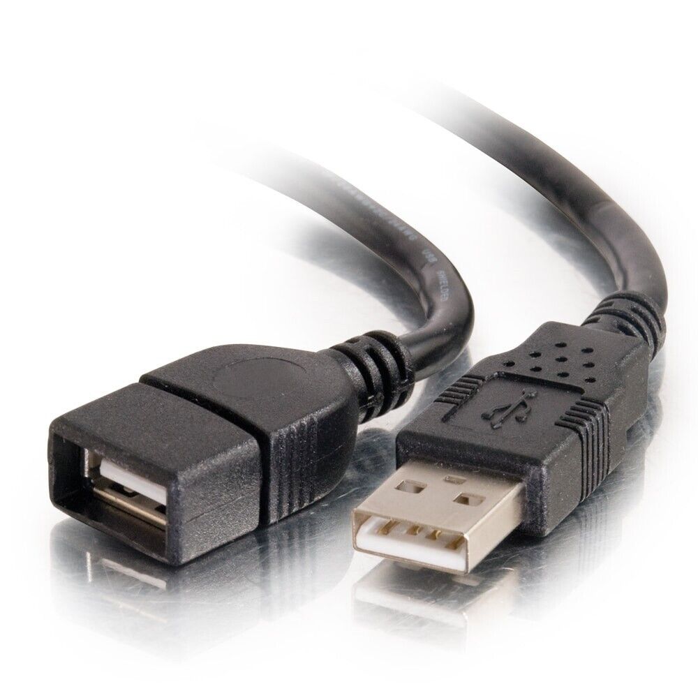 C2G 52107 6.6Ft USB-A 2.0 Male to Female USB Extension Cable Black